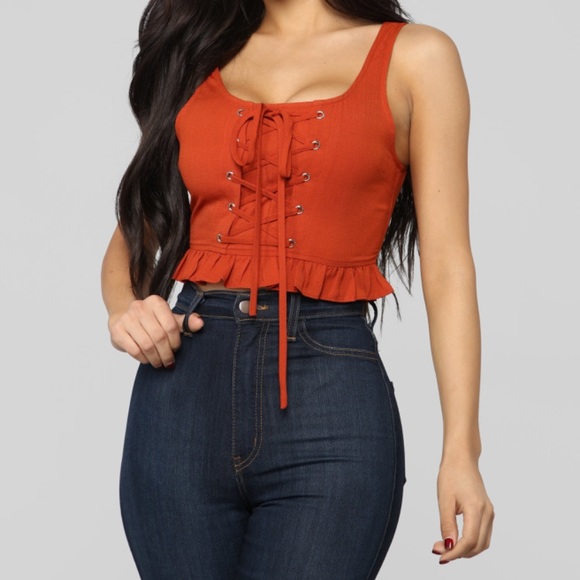 Tops - Lace up ruffle top